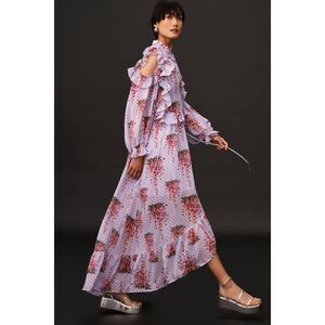 Anthropologie Stella Nova Morgan Printed Dress wrap long sleeves maxi